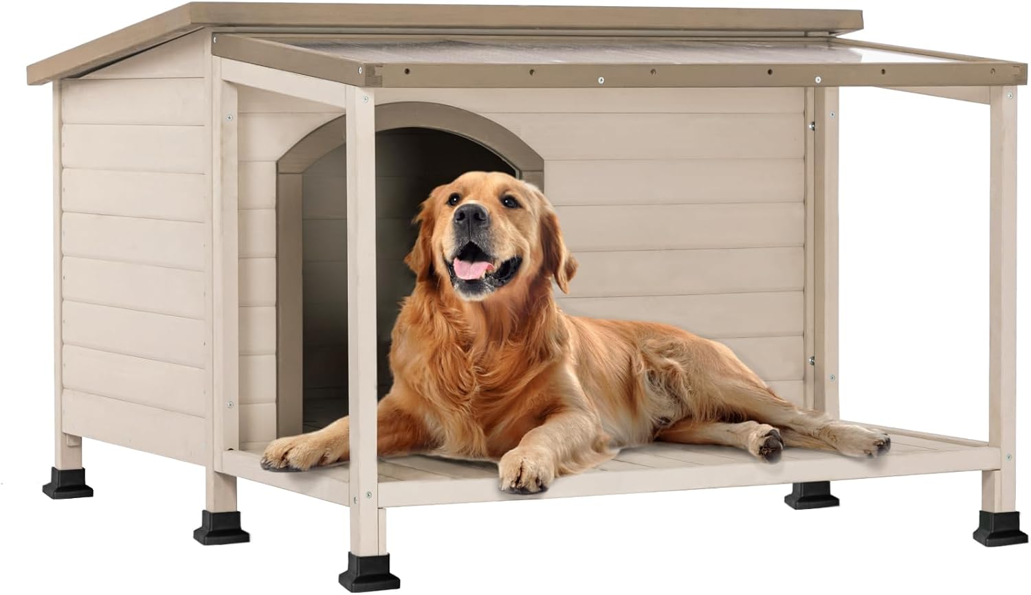 Petsfit cabin-style wood dog house with extra-large front porch